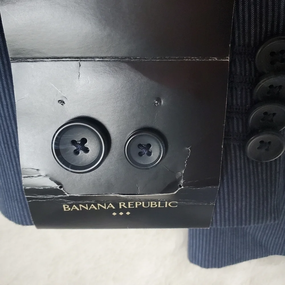 Banana Republic Men's Slim Fit Navy Blue Stripe Blazer Lined Size 38S NEW RT$200